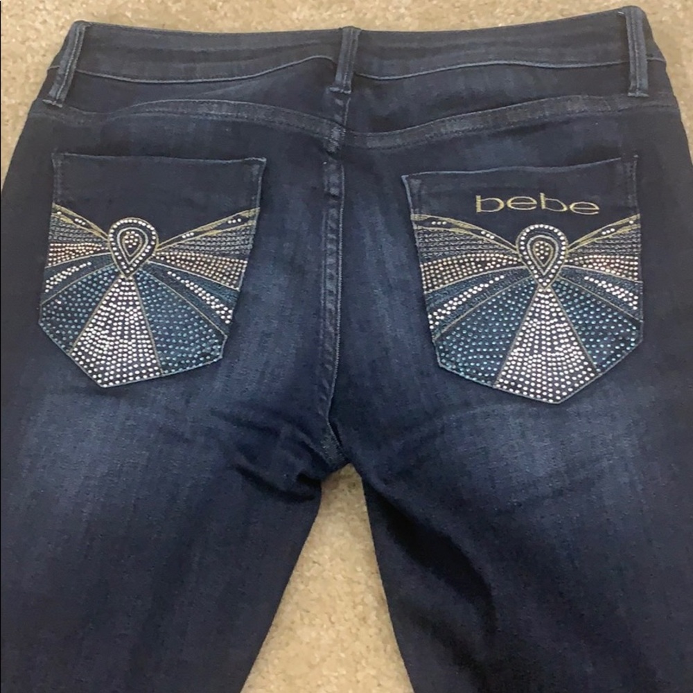 Bebe Dark Blue w/ Silver & Gold Logo Jean
